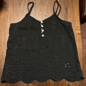 Black Eyelet Tank with Details